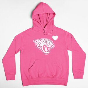 NEW Jacksonville Jaguars Heart Big Logo Pullover Fleece Hoodie NEON HOT PINK